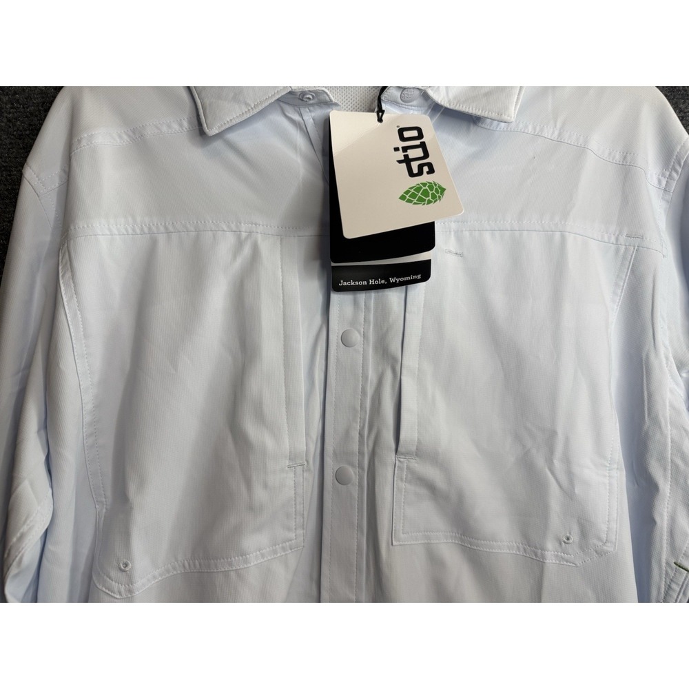 Stio Men's Button Shirt Mist Blue Hatcher Long Sleeve L Vented Lightweight - Picture 4 of 15